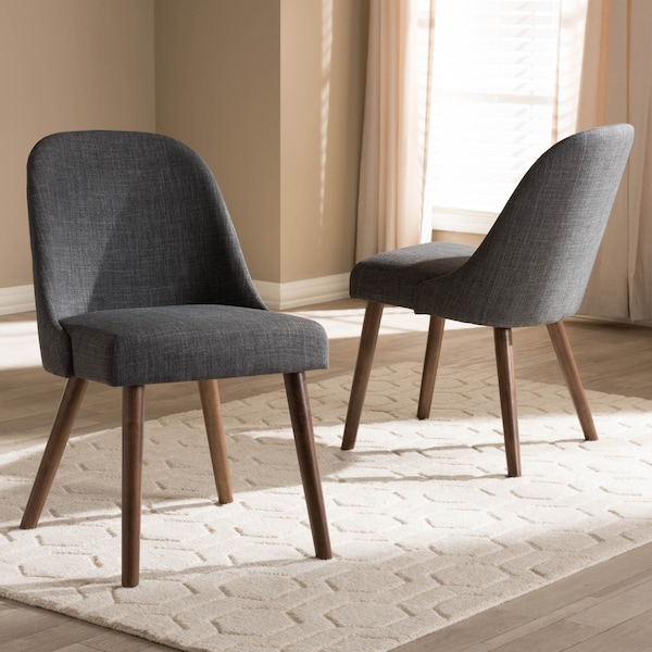 Baxton Studio Cody Dark Grey Upholstered Walnut Finished Wood Dining Chair, PK2 - 144-7942