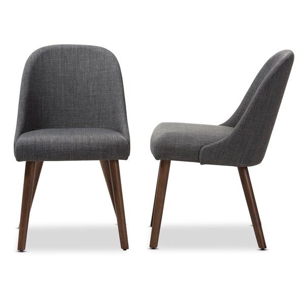 Baxton Studio Cody Dark Grey Upholstered Walnut Finished Wood Dining Chair, PK2 - 144-7942