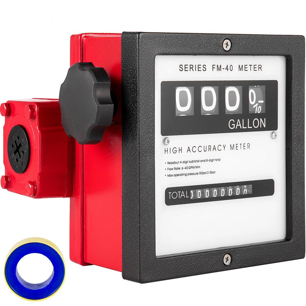 VEVOR Mechanical Fuel Meter 40 GPM Fuel Flow Meter 4-Digital Batch Display Fuel Transfer Meter 1 Inch Diesel Fuel Flow Meter All Fuel Transfer Pumps Gasoline Flow Meter - JXRYB1C40GPM4L001V0