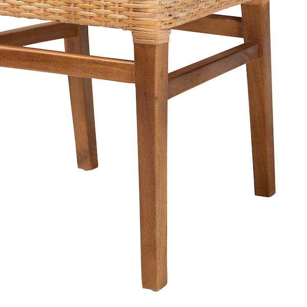 Baxton Studio Lesia Modern Bohemian Natural Brown Rattan and Walnut Brown Mahogany Wood 2Piece Dining Chair Set, PR - 211-2PC-12763-ZORO