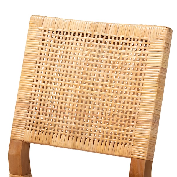 Baxton Studio Lesia Modern Bohemian Natural Brown Rattan and Walnut Brown Mahogany Wood 2Piece Dining Chair Set, PR - 211-2PC-12763-ZORO