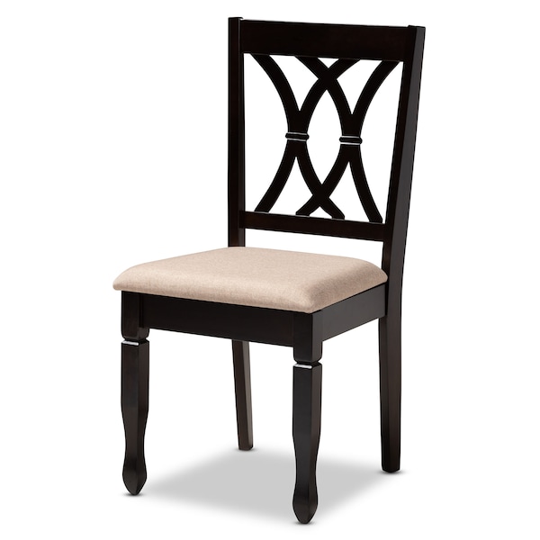 Baxton Studio Reneau Sand Upholstered Espresso Brown Finished Wood Dining Chair, PK4 - 153-9403