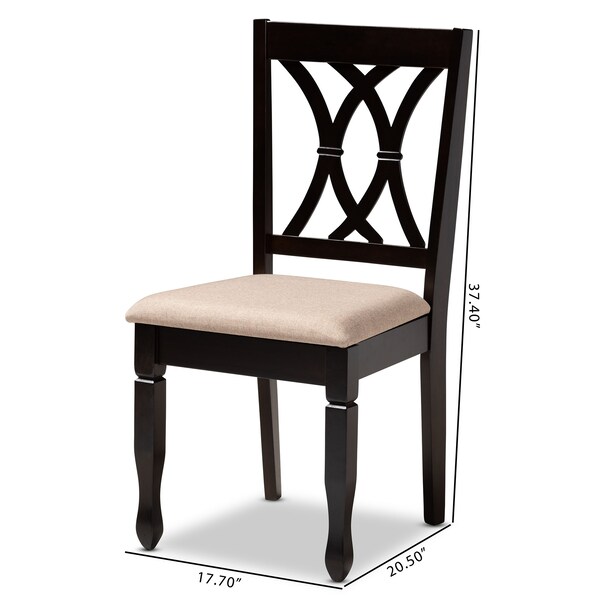 Baxton Studio Reneau Sand Upholstered Espresso Brown Finished Wood Dining Chair, PK4 - 153-9403