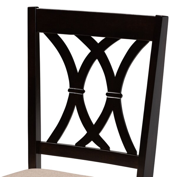 Baxton Studio Reneau Sand Upholstered Espresso Brown Finished Wood Dining Chair, PK4 - 153-9403