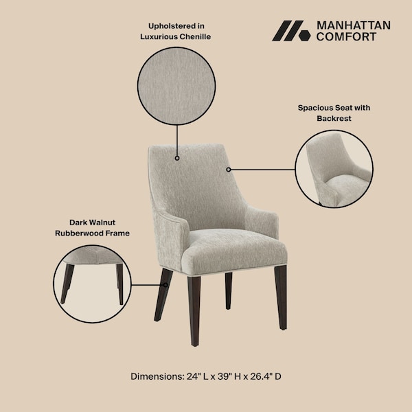 Manhattan Comfort Beever Dining Armchair in Taupe - DC103AR-TP