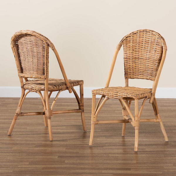 Baxton Studio Neola Modern Bohemian Natural Rattan 2Piece Dining Chair Set, PR - 217-2PC-12737-ZORO