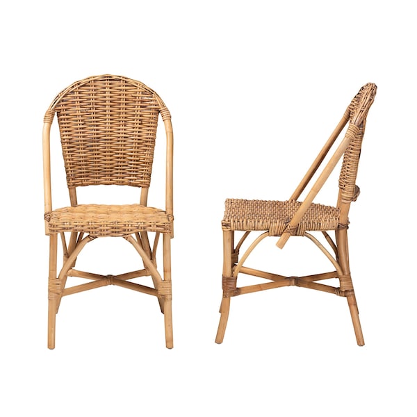 Baxton Studio Neola Modern Bohemian Natural Rattan 2Piece Dining Chair Set, PR - 217-2PC-12737-ZORO