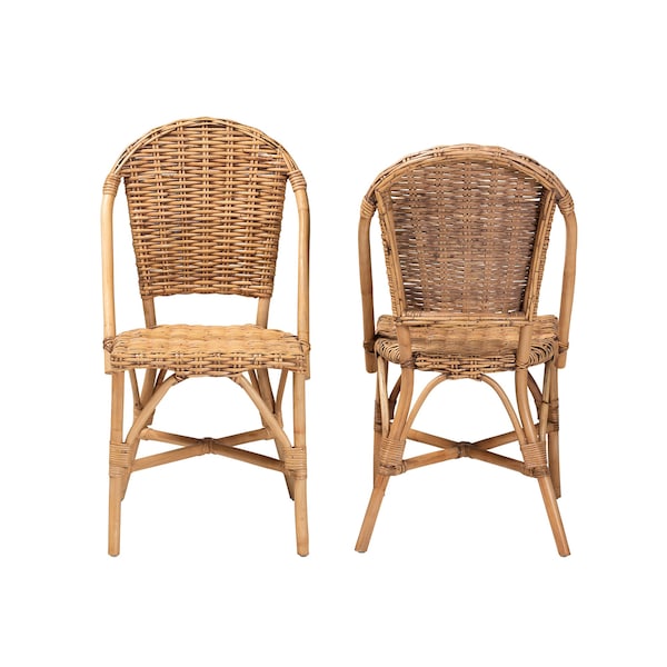 Baxton Studio Neola Modern Bohemian Natural Rattan 2Piece Dining Chair Set, PR - 217-2PC-12737-ZORO