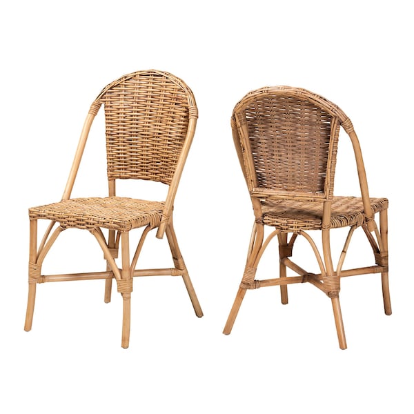 Baxton Studio Neola Modern Bohemian Natural Rattan 2Piece Dining Chair Set, PR - 217-2PC-12737-ZORO
