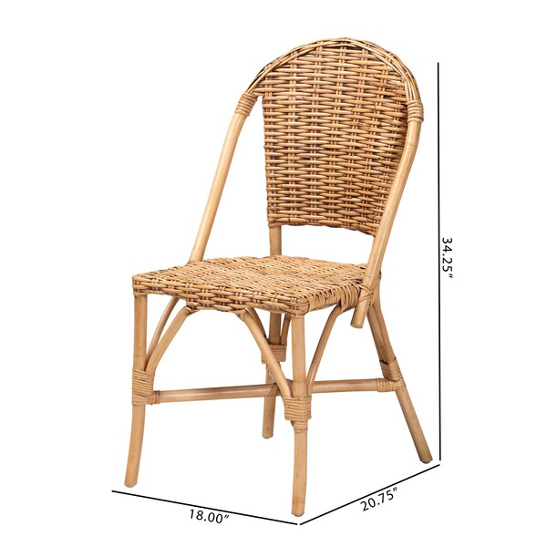 Baxton Studio Neola Modern Bohemian Natural Rattan 2Piece Dining Chair Set, PR - 217-2PC-12737-ZORO