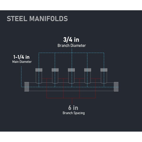Everflow Manifold 1-1/4’’ Base Steel - SH5-1434-6
