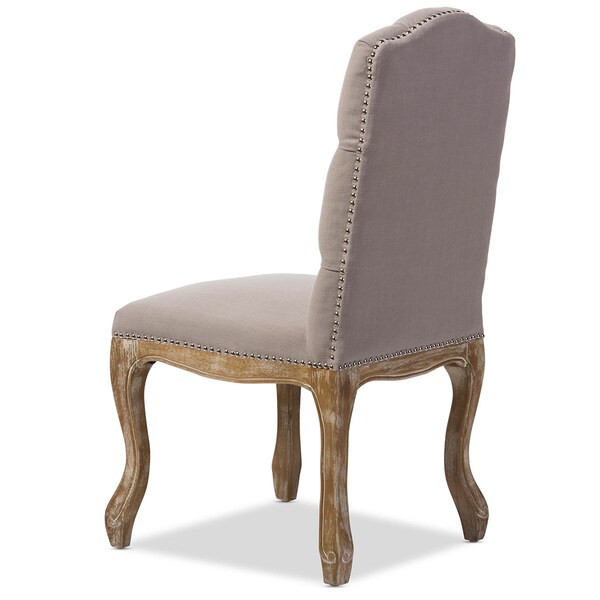 Baxton Studio Hudson Oak Beige Button-tufted Upholstered Dining Chair - 120-6673