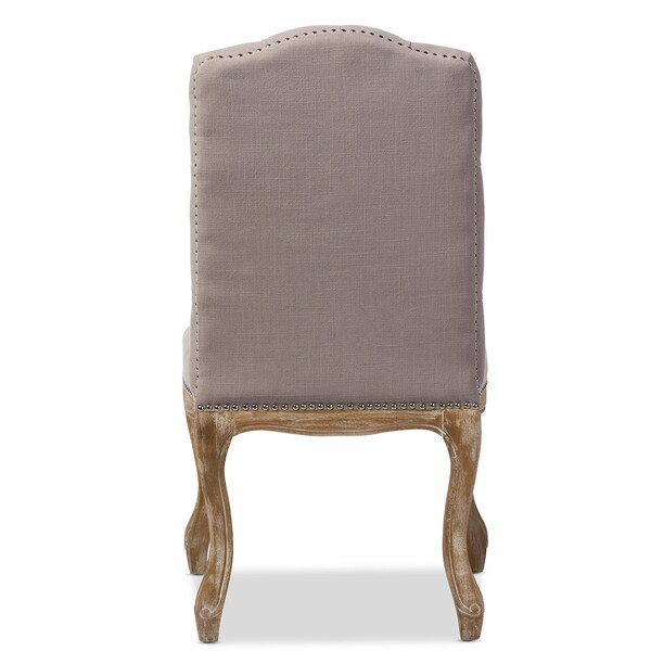 Baxton Studio Hudson Oak Beige Button-tufted Upholstered Dining Chair - 120-6673