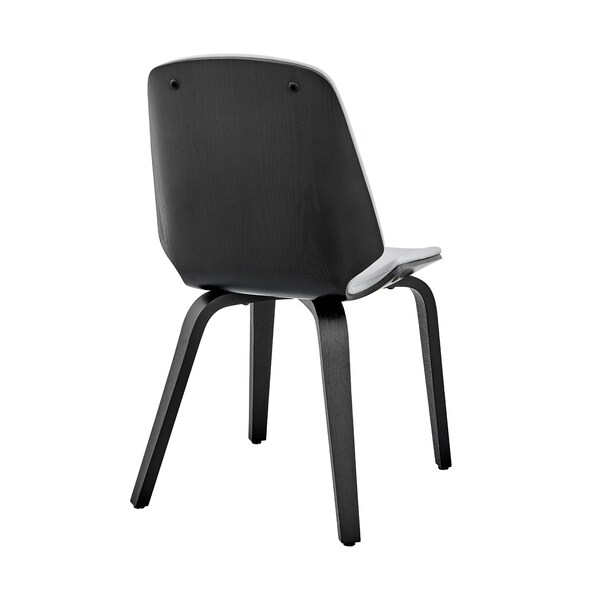 Armen Living Brinley Gray Faux Leather and Black Wood Dining Room Accent Chair - LCBNSIBLGR