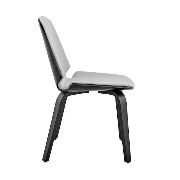 Armen Living Brinley Gray Faux Leather and Black Wood Dining Room Accent Chair - LCBNSIBLGR