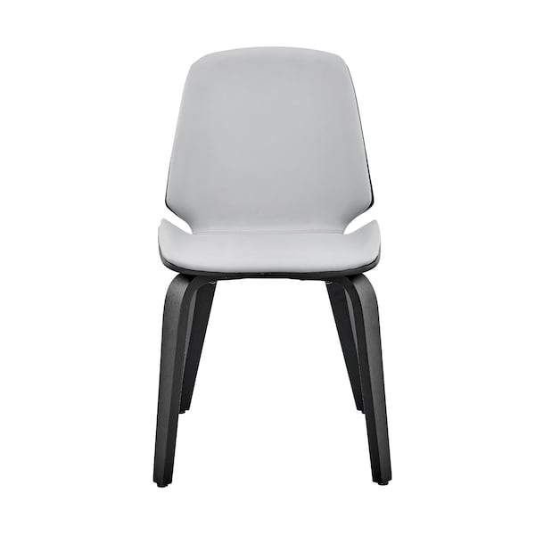 Armen Living Brinley Gray Faux Leather and Black Wood Dining Room Accent Chair - LCBNSIBLGR