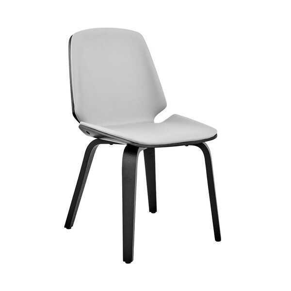Armen Living Brinley Gray Faux Leather and Black Wood Dining Room Accent Chair - LCBNSIBLGR