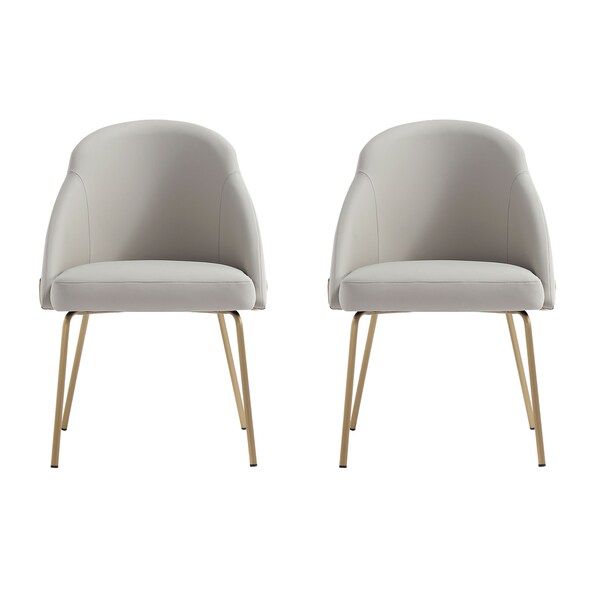 Manhattan Comfort Gracie Dining Chair in Stone and Gold - Set of 2 - 2-DC100-GST