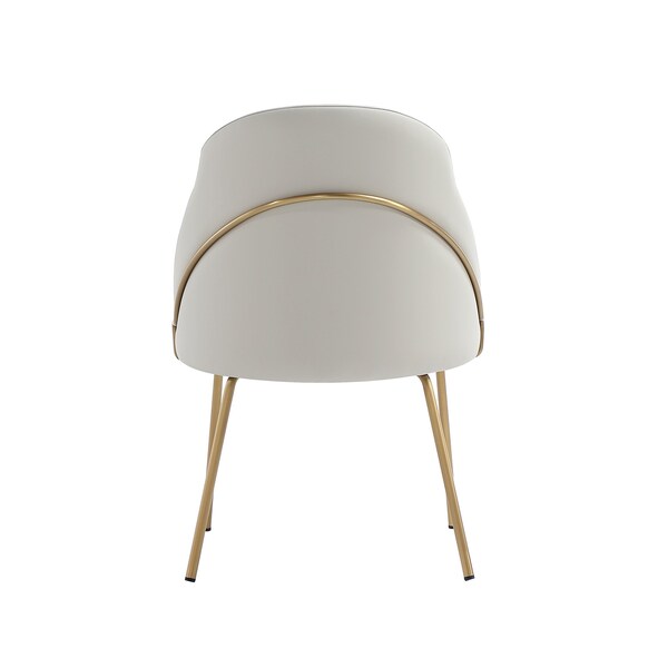 Manhattan Comfort Gracie Dining Chair in Stone and Gold - Set of 2 - 2-DC100-GST