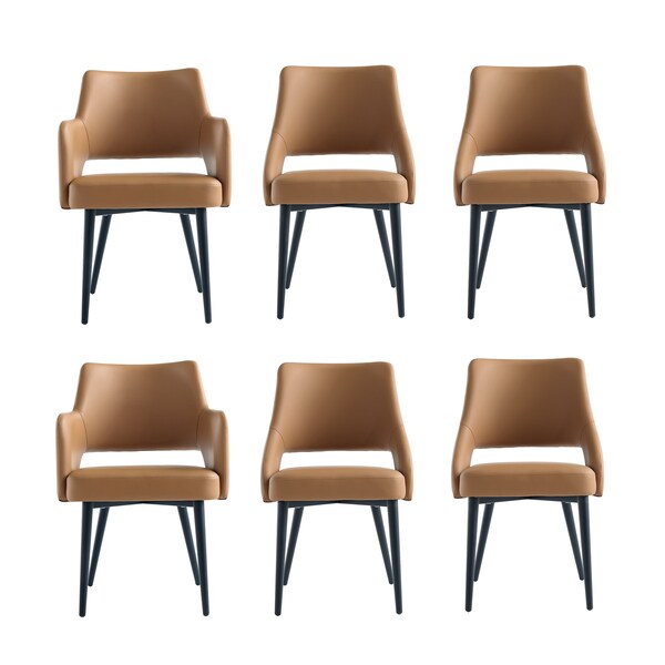 Manhattan Comfort 6-Piece Tremont Dining Chair in Saddle - 6-DC104-SD