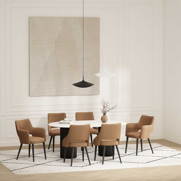 Manhattan Comfort 6-Piece Tremont Dining Chair in Saddle - 6-DC104-SD