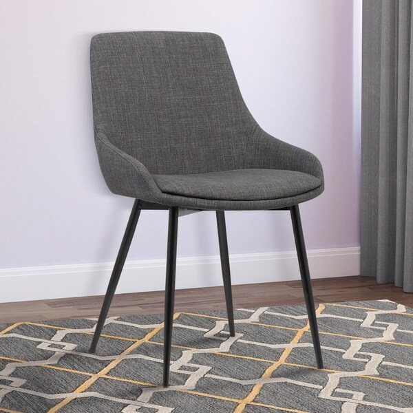 Seatsolutions Mia Contemporary Dining Chair in Charcoal Fabric with Black Powder Coated Metal Legs - SE169354