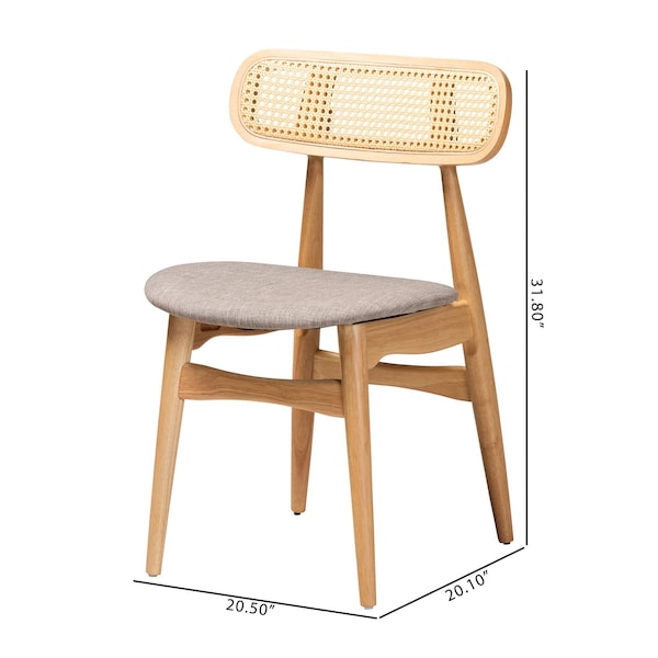 Baxton Studio Tarana Mid-Century Modern Grey Fabric and Natural Oak Finished Wood 2-Piece Dining Chair Set, PR - 234-2PC-13293-ZORO