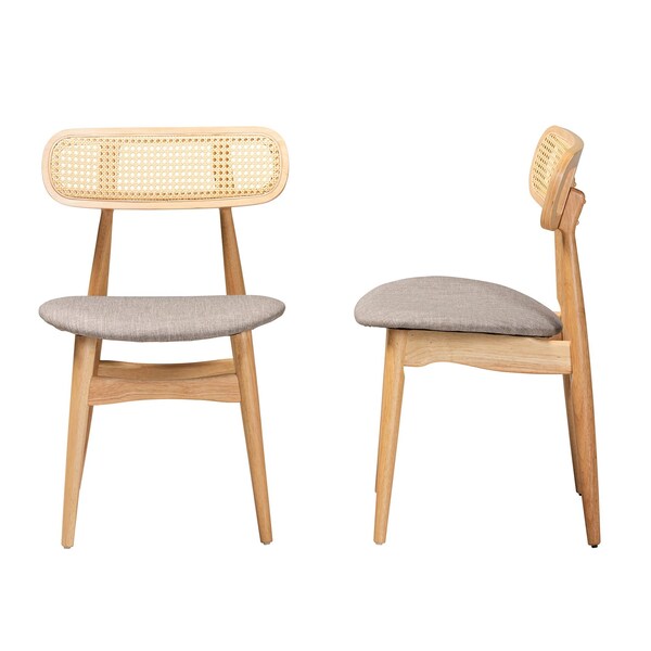 Baxton Studio Tarana Mid-Century Modern Grey Fabric and Natural Oak Finished Wood 2-Piece Dining Chair Set, PR - 234-2PC-13293-ZORO