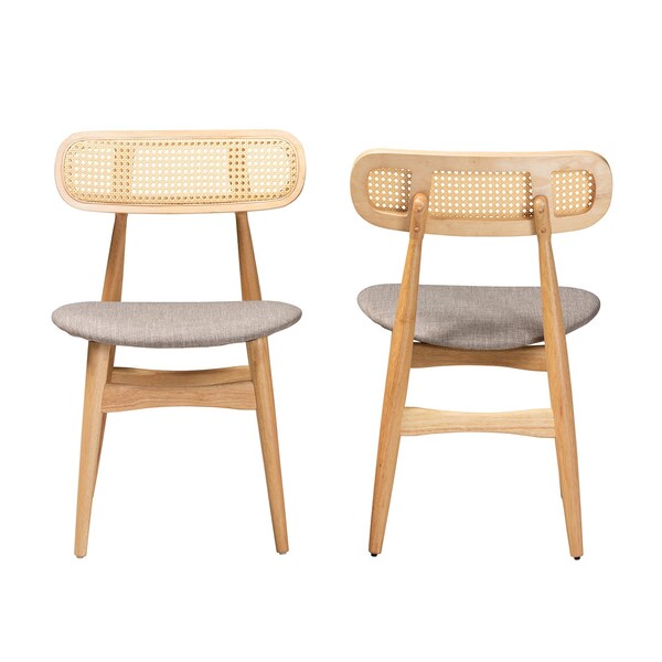 Baxton Studio Tarana Mid-Century Modern Grey Fabric and Natural Oak Finished Wood 2-Piece Dining Chair Set, PR - 234-2PC-13293-ZORO