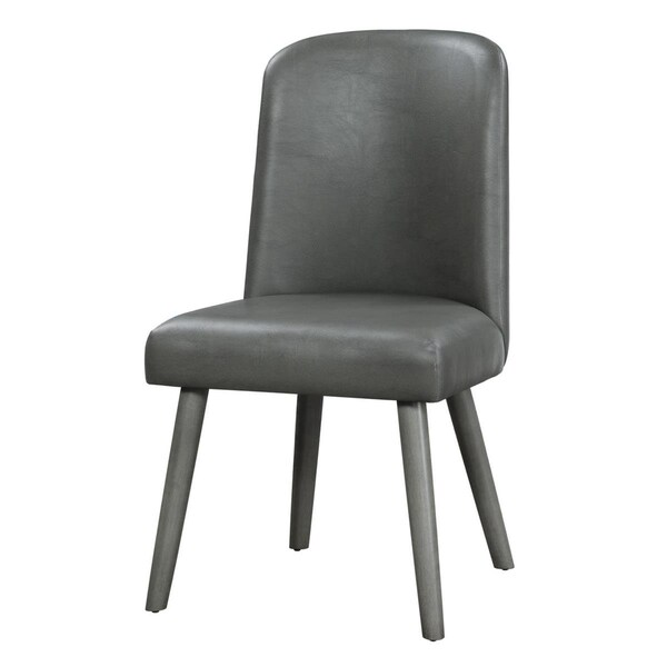 Benjara Leatherette Dining Chair with Splayed Wooden Legs, Gray - 39 x 22 x 23 in. - Set of 2 - BM218606