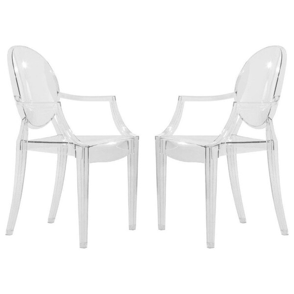Leisuremod Carroll Modern Acrylic Chair, Clear, 2PK - GC22CL2