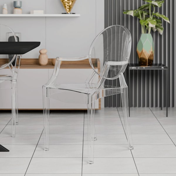 Leisuremod Carroll Modern Acrylic Chair, Clear, 2PK - GC22CL2