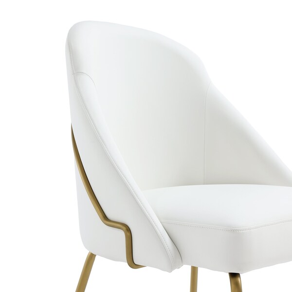 Manhattan Comfort Gracie Dining Chair in White and Gold - DC100-GWH