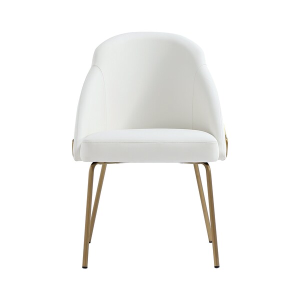 Manhattan Comfort Gracie Dining Chair in White and Gold - DC100-GWH