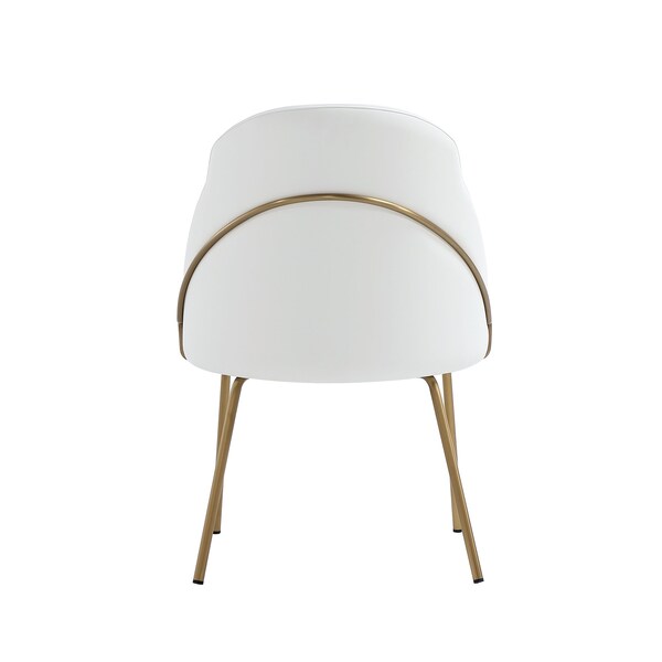 Manhattan Comfort Gracie Dining Chair in White and Gold - DC100-GWH