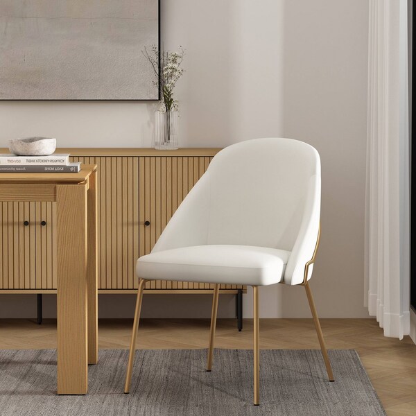 Manhattan Comfort Gracie Dining Chair in White and Gold - DC100-GWH