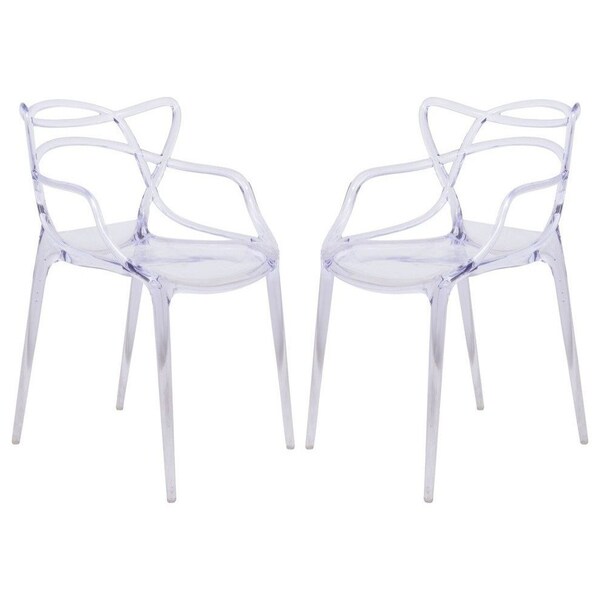 Leisuremod Milan Modern Wire Design Chair, Clear, 2PK - MW17CL2