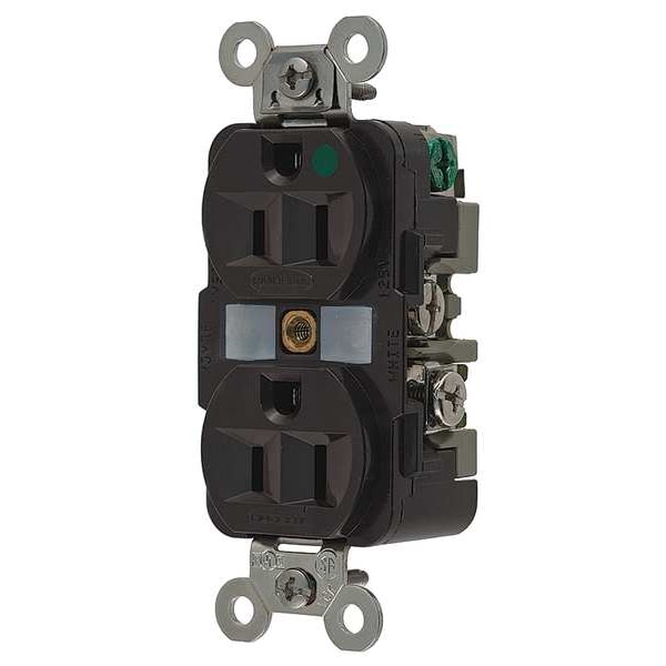 Hubbell 15A Duplex Receptacle 125VAC 5-15R BN - HBL8200