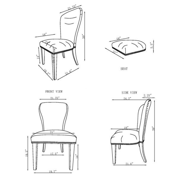 Alaterre Furniture Savoy Upholstered Dining Chairs, Espresso (Set of 2) - ANSV01PDC