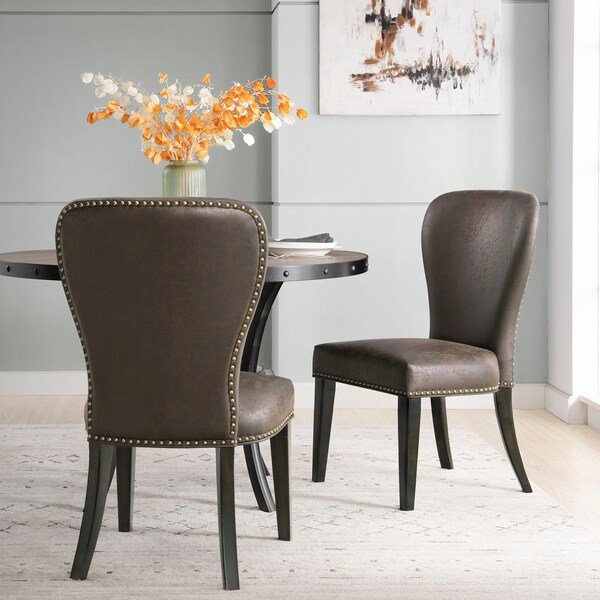 Alaterre Furniture Savoy Upholstered Dining Chairs, Espresso (Set of 2) - ANSV01PDC