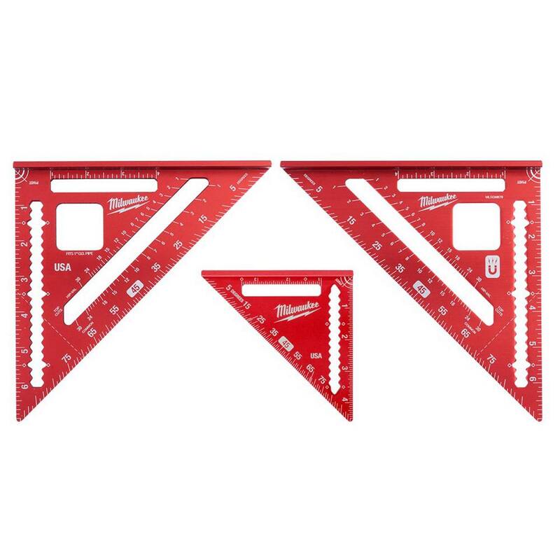 Milwaukee 7 in. Magnetic Rafter Square with 7 in. Non-Magnetic Rafter Square and 4-1/2 in. Trim Square - MLSQM070-MLSQ070-MLSQQ040