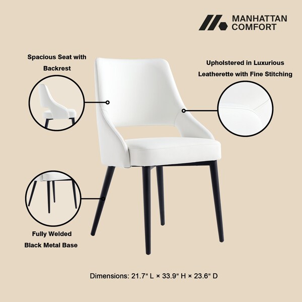 Manhattan Comfort 6-Piece Tremont Dining Chair in White - 6-DC104-WH