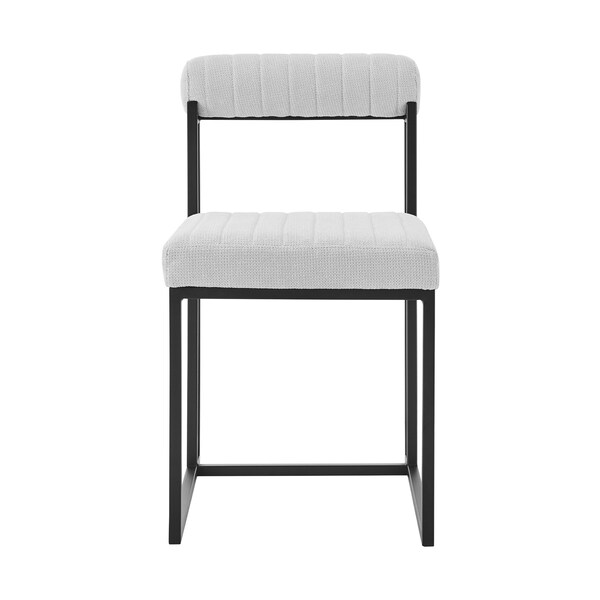 Armen Living Anastasia Dining Chair with Matte Black Iron and Light Gray Fabric - Set of 2 - LCANSIBLKLGRY