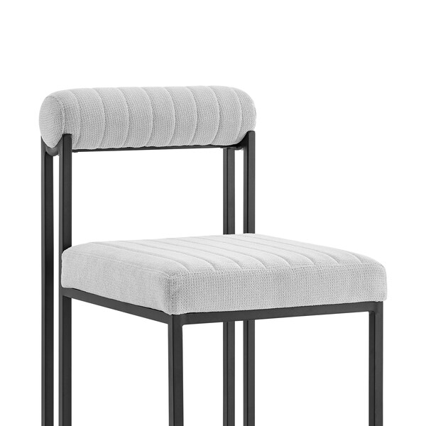 Armen Living Anastasia Dining Chair with Matte Black Iron and Light Gray Fabric - Set of 2 - LCANSIBLKLGRY
