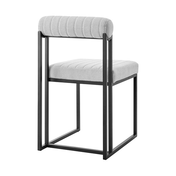 Armen Living Anastasia Dining Chair with Matte Black Iron and Light Gray Fabric - Set of 2 - LCANSIBLKLGRY