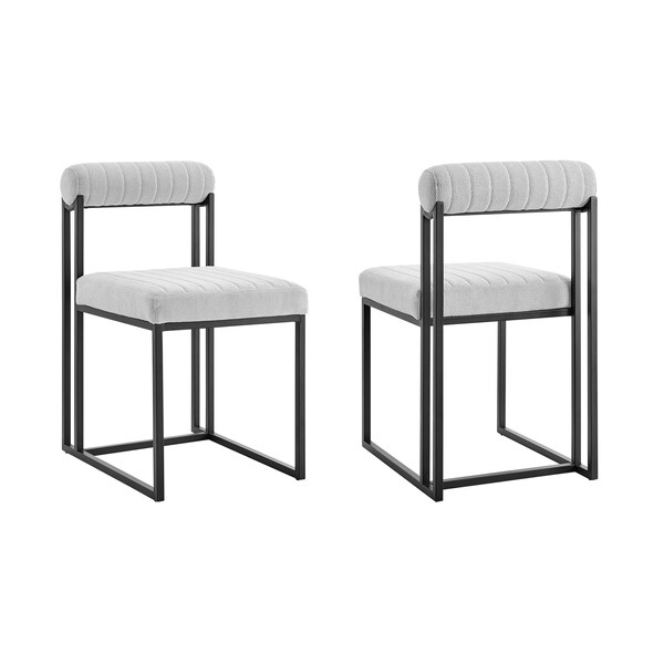 Armen Living Anastasia Dining Chair with Matte Black Iron and Light Gray Fabric - Set of 2 - LCANSIBLKLGRY