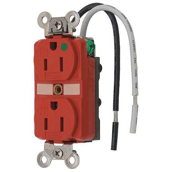 Hubbell 15A Duplex Receptacle 125VAC 5-15R RD - HBL8200SGRA