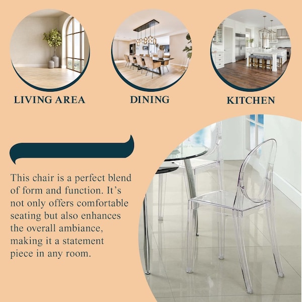 Leisuremod Marion Transparent Acrylic Modern Chair, Clear, 4PK - GV19CL4