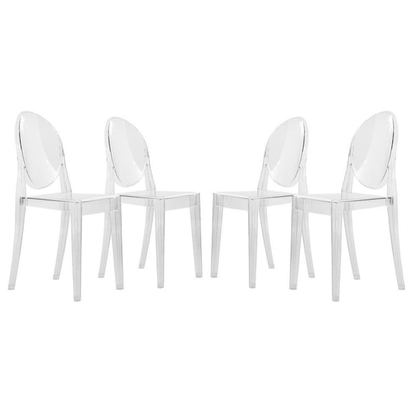 Leisuremod Marion Transparent Acrylic Modern Chair, Clear, 4PK - GV19CL4