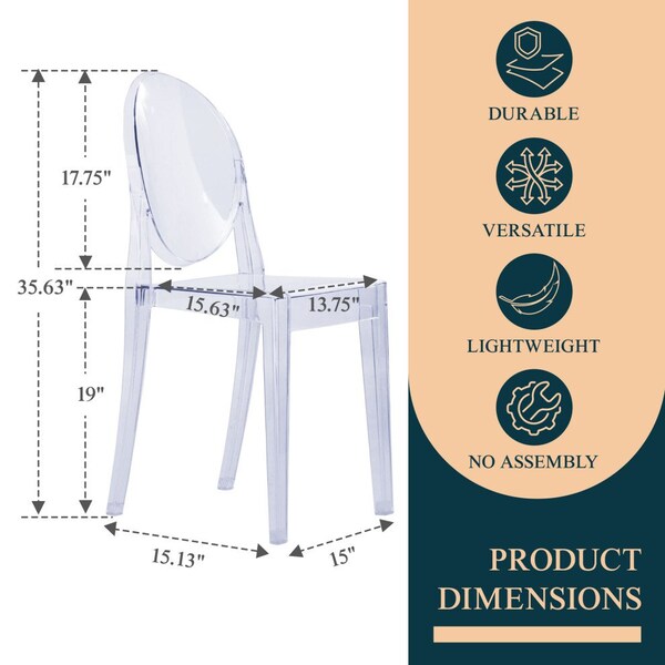Leisuremod Marion Transparent Acrylic Modern Chair, Clear, 4PK - GV19CL4